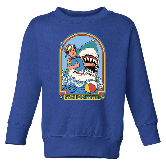 Stay Positive Shark Attack Comic Toddler Sweatshirt