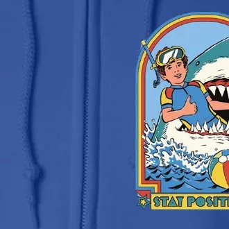 Stay Positive Shark Attack Comic Full Zip Hoodie