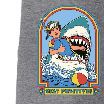 Stay Positive Shark Attack Comic Doggie 3-End Fleece Hoodie