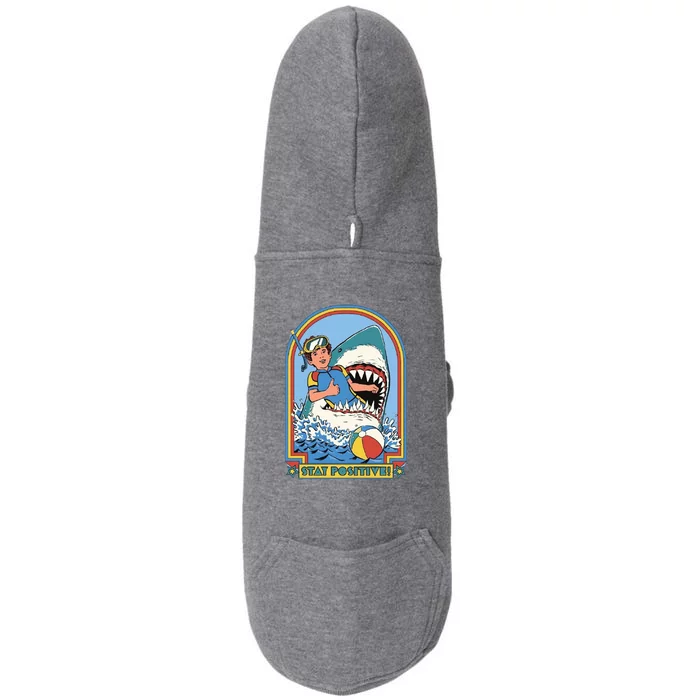 Stay Positive Shark Attack Comic Doggie 3-End Fleece Hoodie