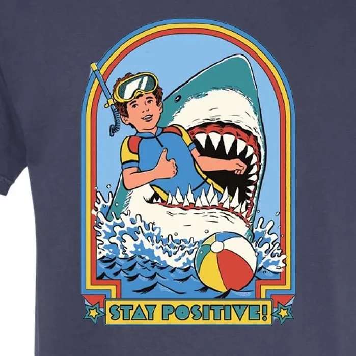 Stay Positive Shark Attack Comic Garment-Dyed Heavyweight T-Shirt