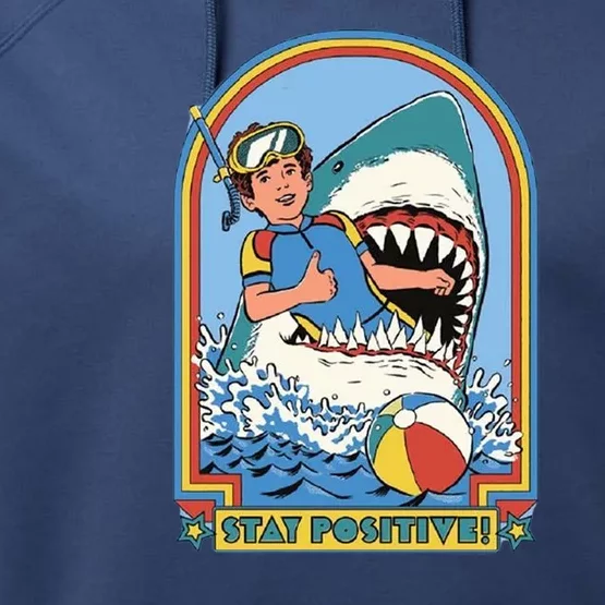 Stay Positive Shark Attack Comic Performance Fleece Hoodie