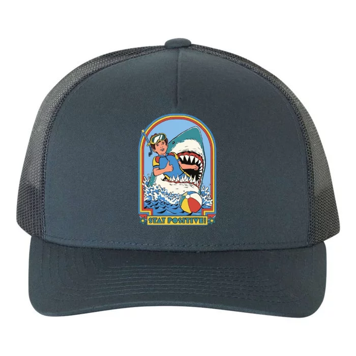 Stay Positive Shark Attack Comic Yupoong Adult 5-Panel Trucker Hat