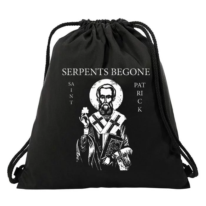 St. Patrick Serpents Begone funny holiday Drawstring Bag