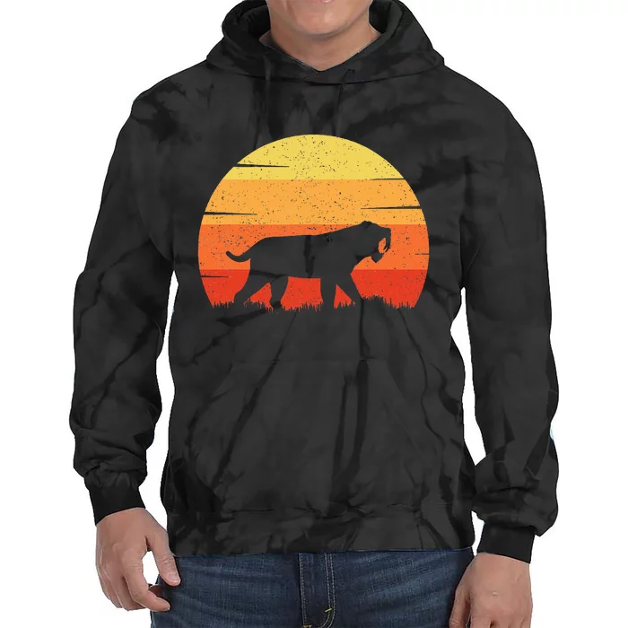 Smilodon Prehistoric Sabertooth Tiger Mountain Sabertooth Tie Dye Hoodie