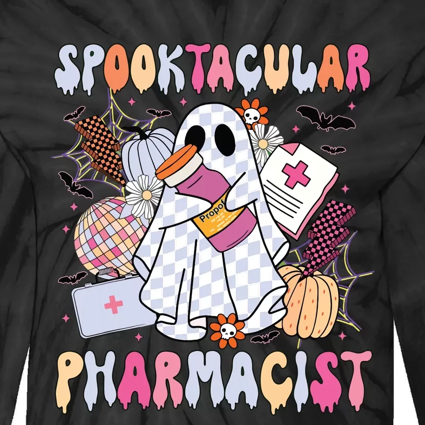 Spooktacular Pharmacist Spooky Halloween Pharmacy Week Tie-Dye Long Sleeve Shirt