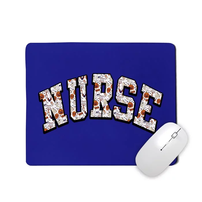 Spooky Pumpkin Skeleton Ghost Halloween Nursing Nurse Life Gift Mousepad