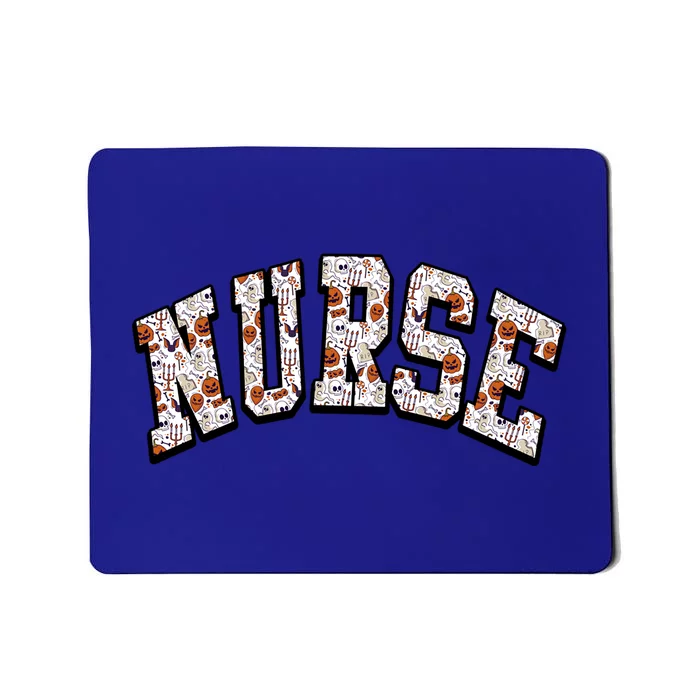 Spooky Pumpkin Skeleton Ghost Halloween Nursing Nurse Life Gift Mousepad