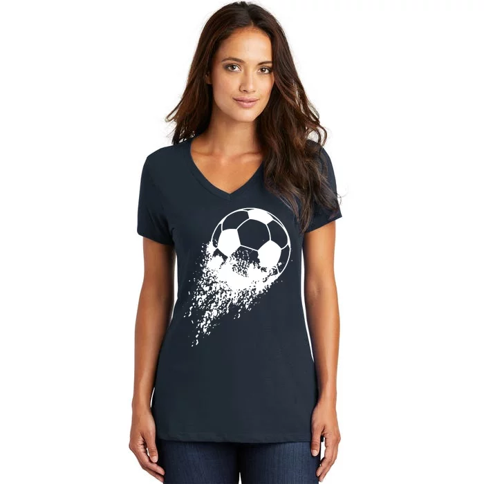 Soccer Player Sports Vintage Men Boy Soccer Ball Women's V-Neck T-Shirt