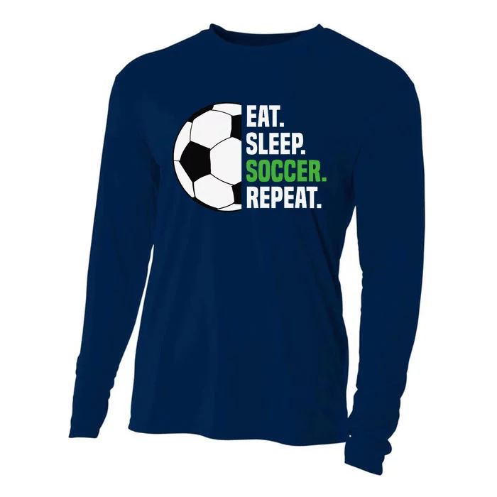 Soccer Player Soccer Lover Eat Sleep Soccer Repeat Cooling Performance Long Sleeve Crew