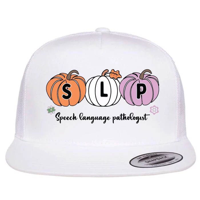 Slp Pumpkin Speech Language Pathologist Grade Fall Autumn Flat Bill Trucker Hat