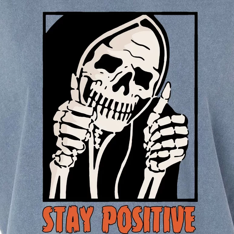 Stay Positive Skeleton Halloween Day Retro Halloween Garment-Dyed Women's Muscle Tee