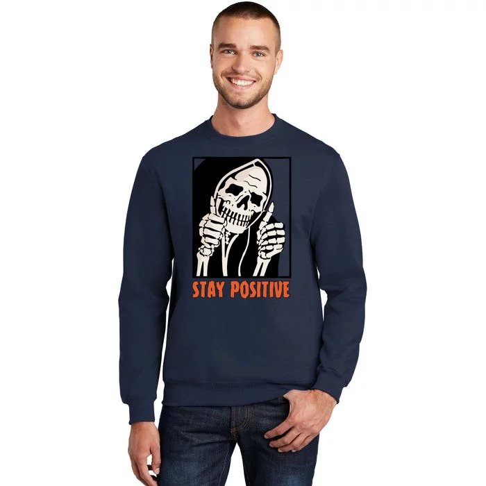 Stay Positive Skeleton Halloween Day Retro Halloween Sweatshirt