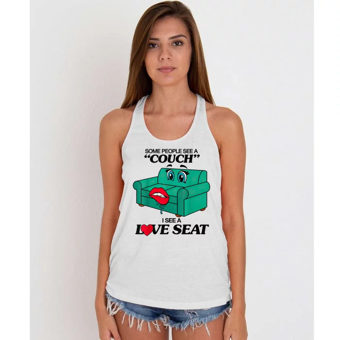 Some People See A Couch I See A Love Seat Women's Knotted Racerback Tank