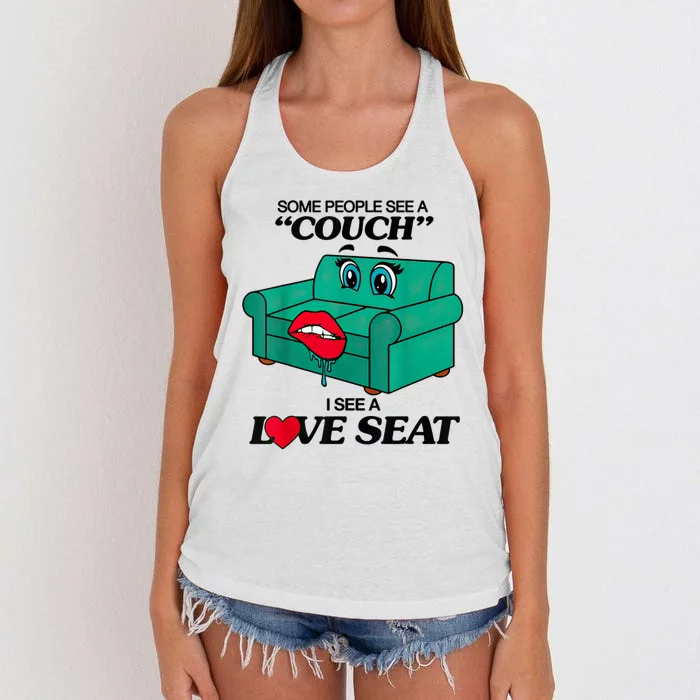 Some People See A Couch I See A Love Seat Women's Knotted Racerback Tank