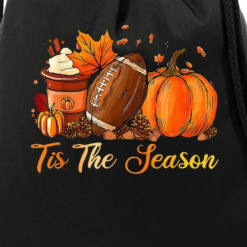 Seasonal Pumpkin Spice Football Long Sleeve for Fall Thanksgiving Drawstring Bag