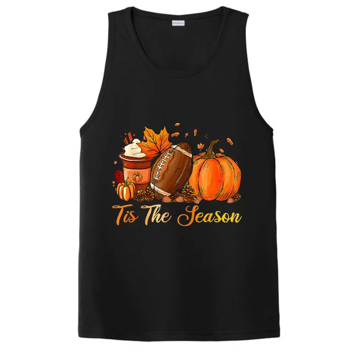 Seasonal Pumpkin Spice Football Long Sleeve for Fall Thanksgiving Performance Tank