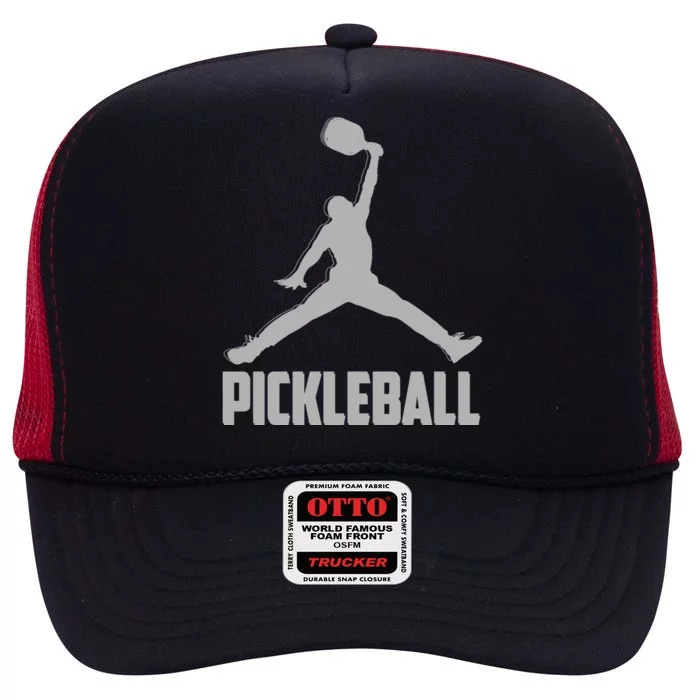 Silver Pickleball Sports Logo High Crown Mesh Trucker Hat