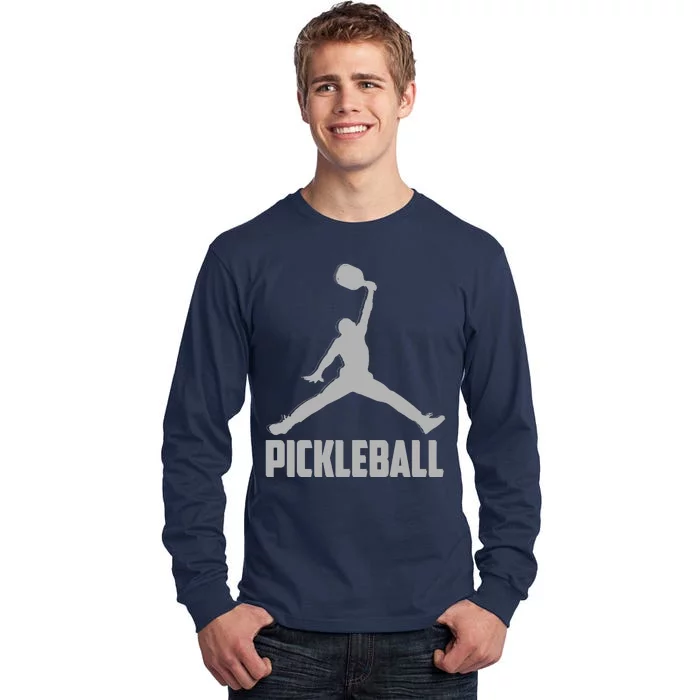 Silver Pickleball Sports Logo Tall Long Sleeve T-Shirt