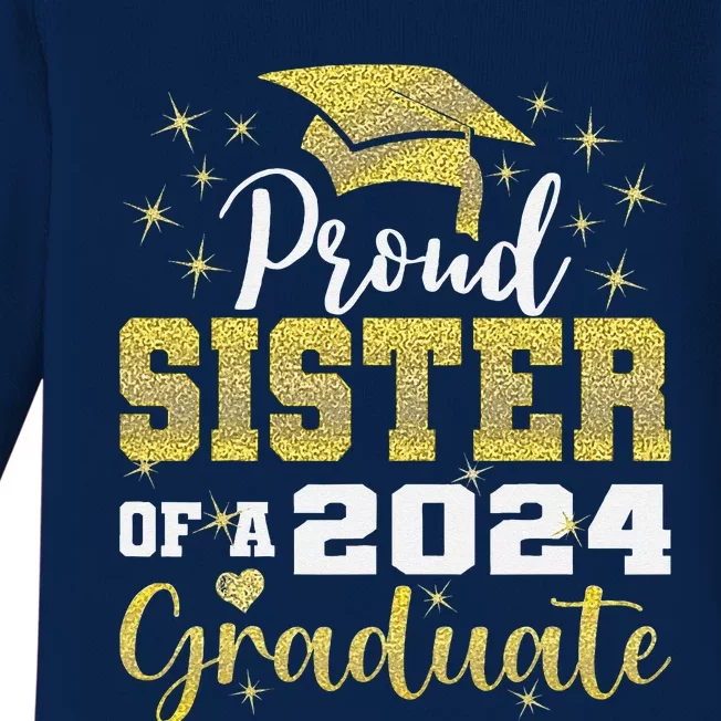 Super Proud Sister Of 2024 Graduate Awesome Family College Baby Long Sleeve Bodysuit