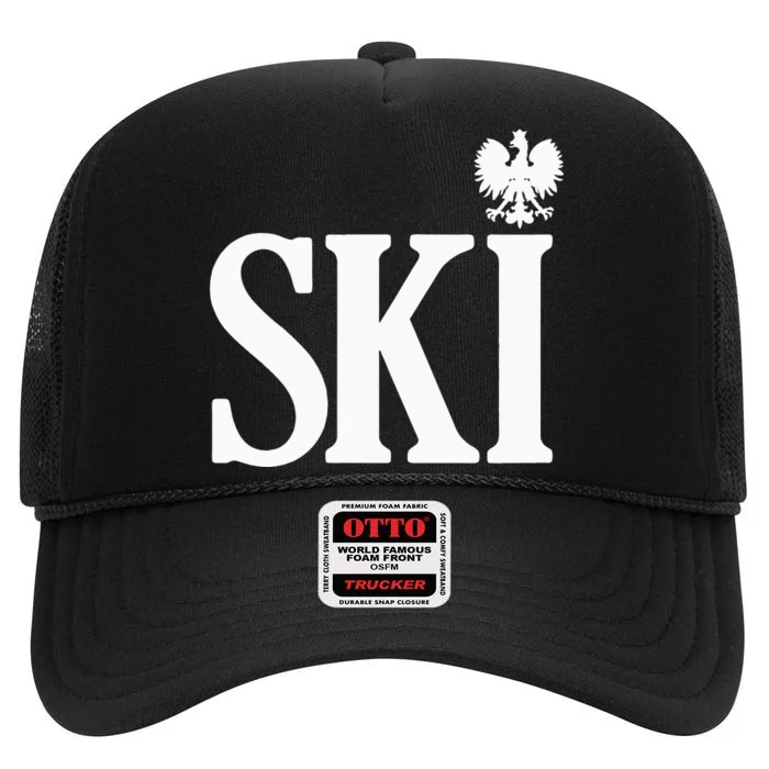 SKI Polish Surnames Ending Polish Eagle Dyngus Day High Crown Mesh Trucker Hat