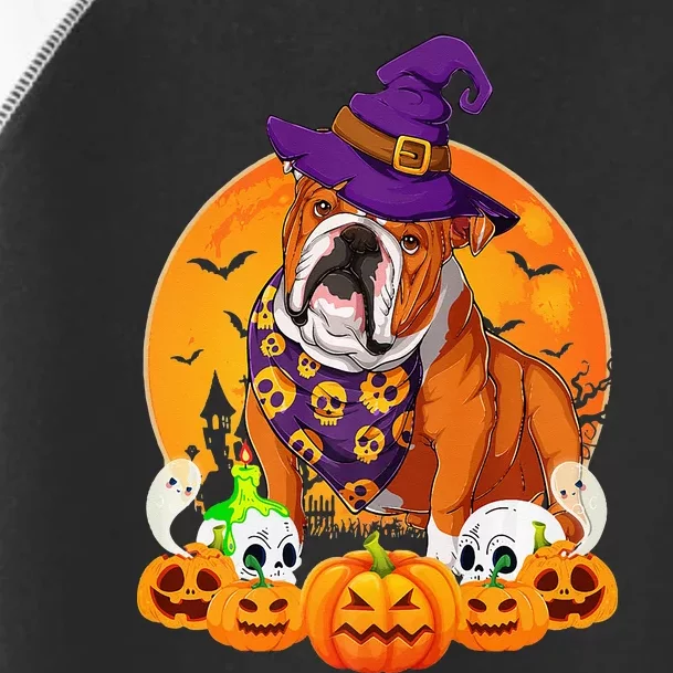 Scary Pumpkin Skull Witch English Bulldog Halloween Toddler Fine Jersey T-Shirt