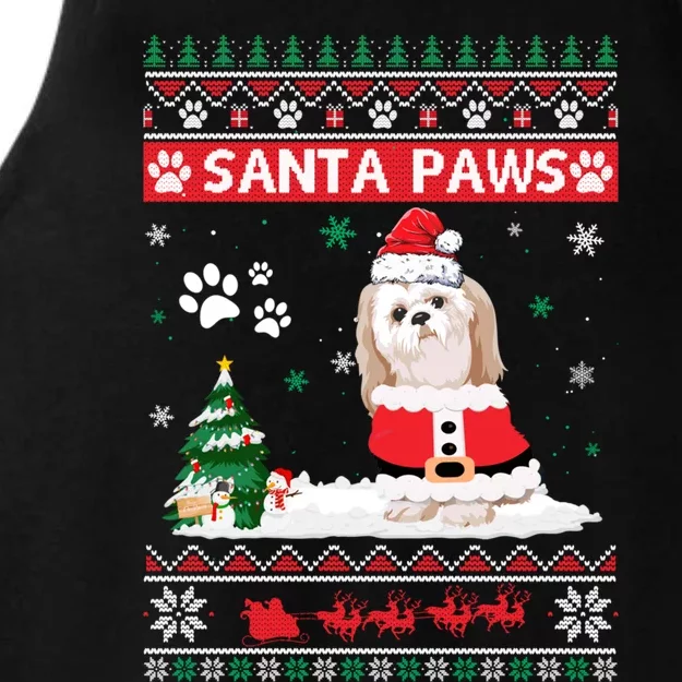 Santa Paws Shih Tzu Merry Christmas Dog Funny Xmas Meaningful Gift Ladies Tri-Blend Wicking Tank