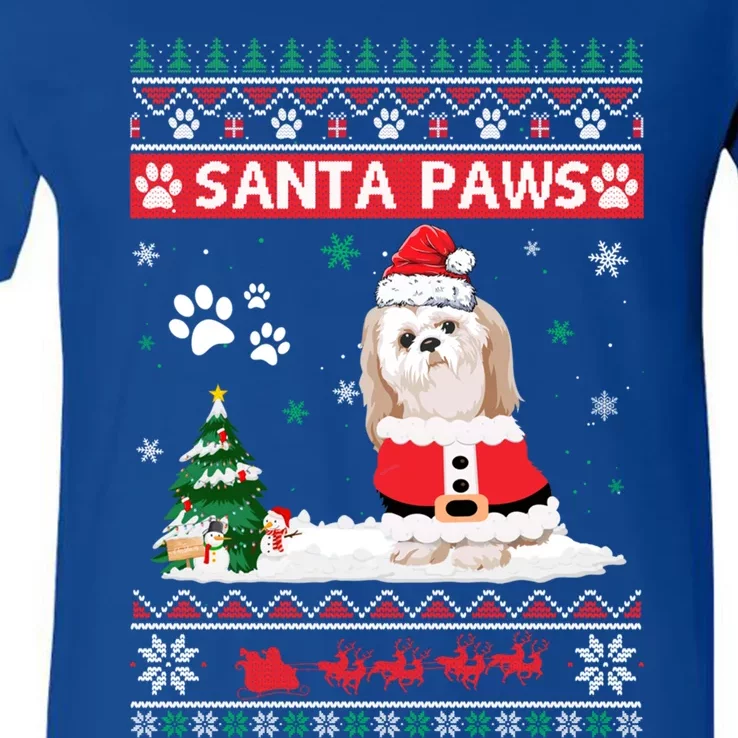 Santa Paws Shih Tzu Merry Christmas Dog Funny Xmas Meaningful Gift V-Neck T-Shirt