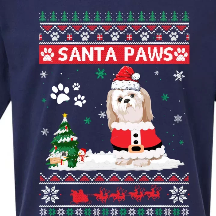 Santa Paws Shih Tzu Merry Christmas Dog Funny Xmas Meaningful Gift Sueded Cloud Jersey T-Shirt