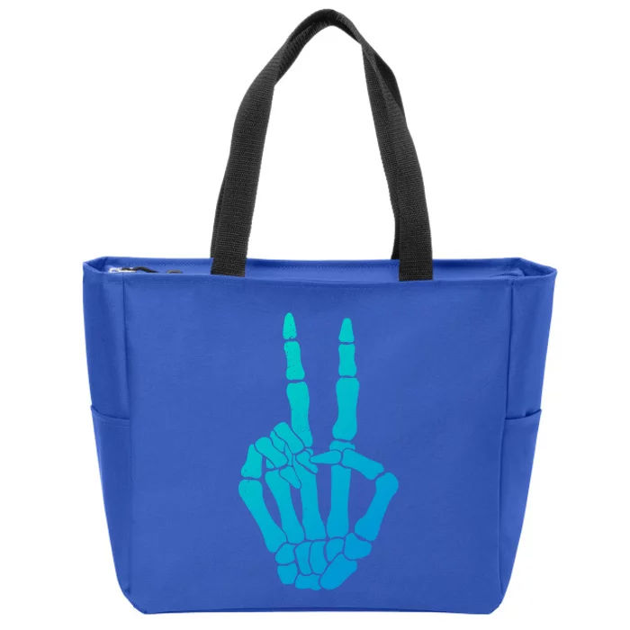 Skeleton Peace Sign Skeleton Halloween Creatures Love Cute Gift Zip Tote Bag