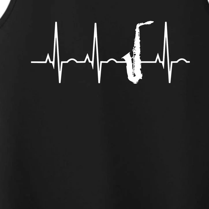 Saxophone Player Shirts Saxophone Heartbeat Performance Tank