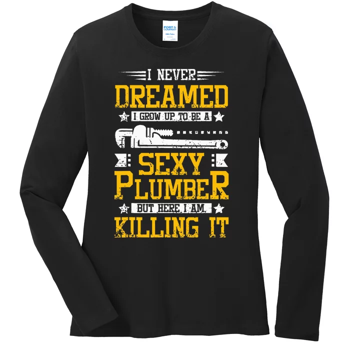 Sexy Plumber Ladies Long Sleeve Shirt