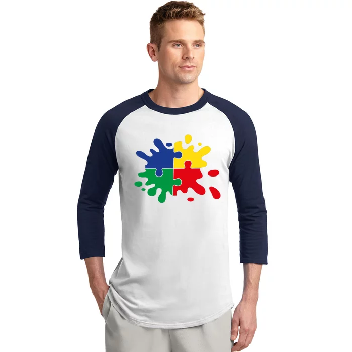 Splash Puzzle Baseball Sleeve Shirt