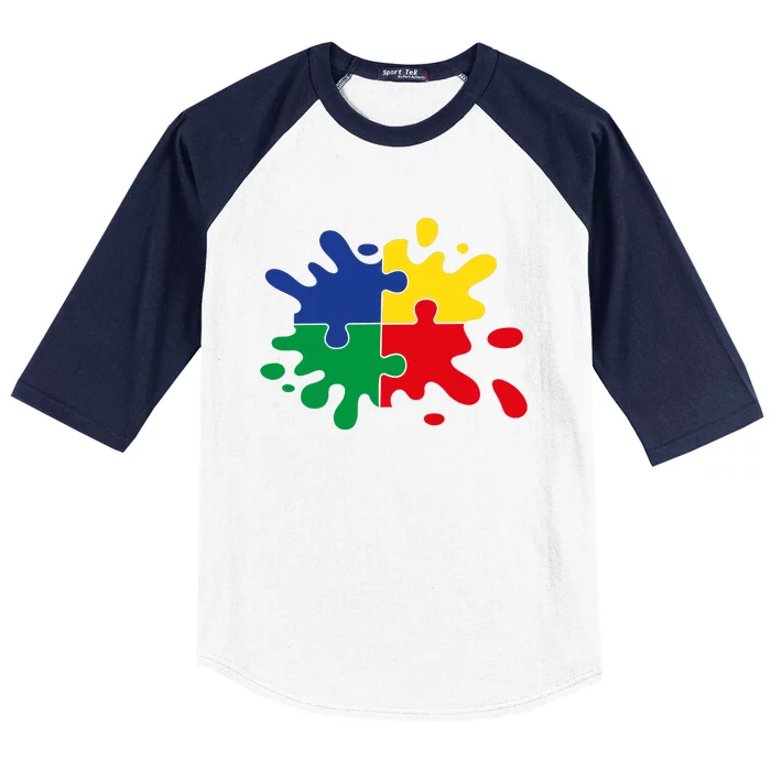 Splash Puzzle Baseball Sleeve Shirt