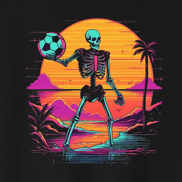 Skeleton Playing Soccer Halloween Costume Kids Women's Crop Top Tee