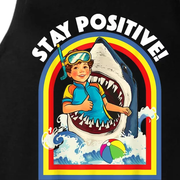 Stay Positive Shark Lover Wildlife Ocean Sea Animal Lover Ladies Tri-Blend Wicking Tank