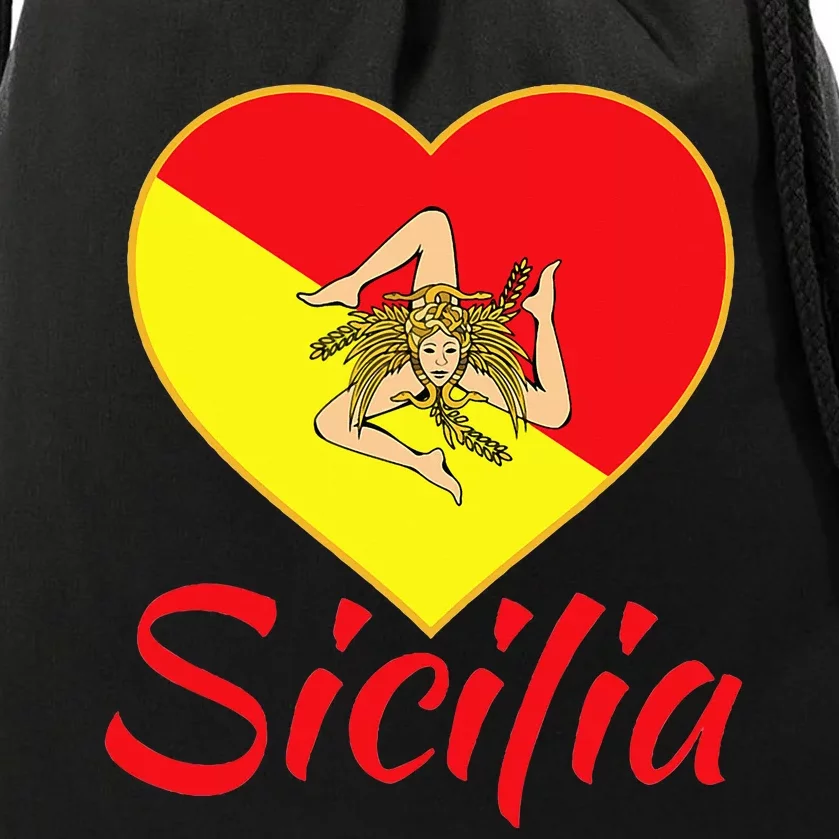 Sicilian Pride Sicilia I Love Sicily Trinacria Drawstring Bag