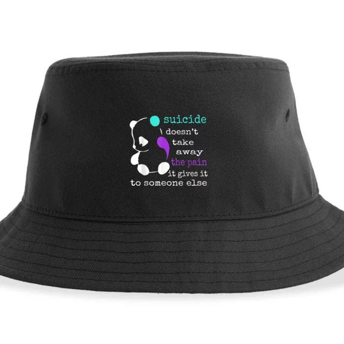 Suicide Pain Semicolon Gift Suicide Prevention Awareness Sustainable Bucket Hat