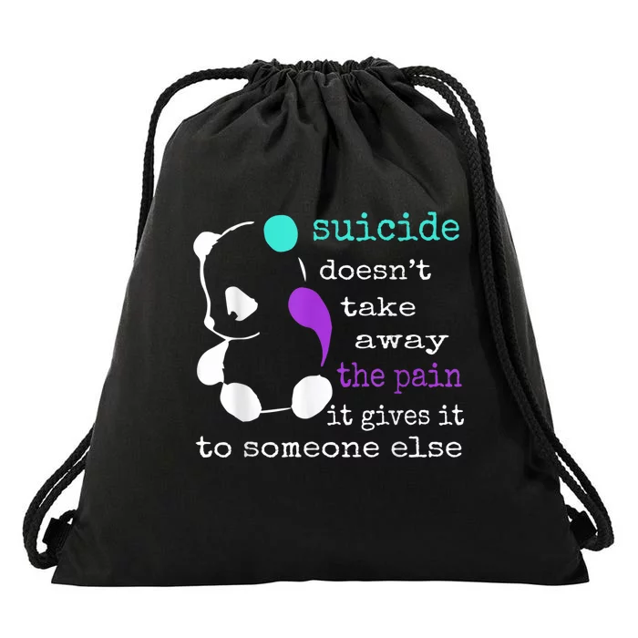 Suicide Pain Semicolon Gift Suicide Prevention Awareness Drawstring Bag