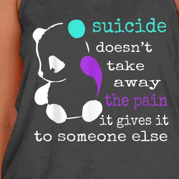 Suicide Pain Semicolon Gift Suicide Prevention Awareness Women's Knotted Racerback Tank