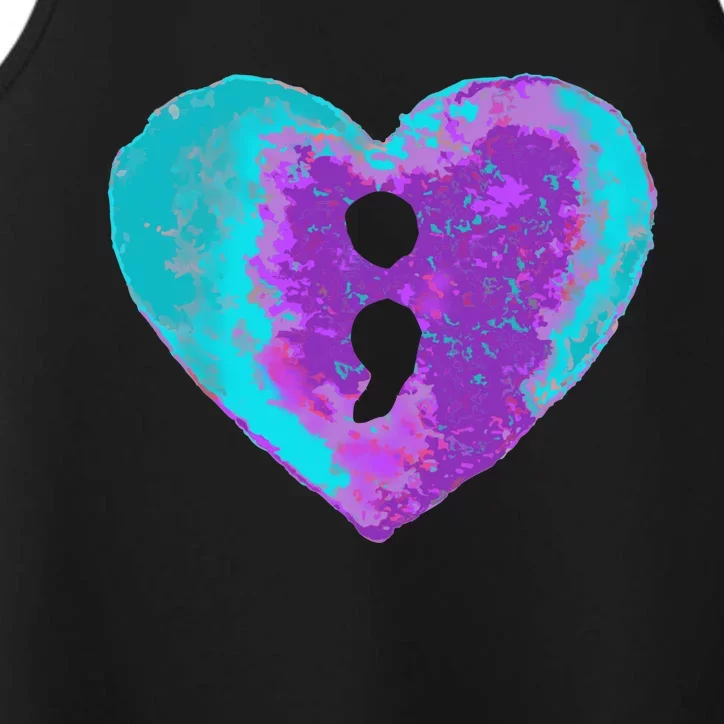 Suicide Prevention Semi Colon Purple Teal Hoodie Performance Tank