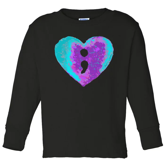 Suicide Prevention Semi Colon Purple Teal Hoodie Toddler Long Sleeve Shirt