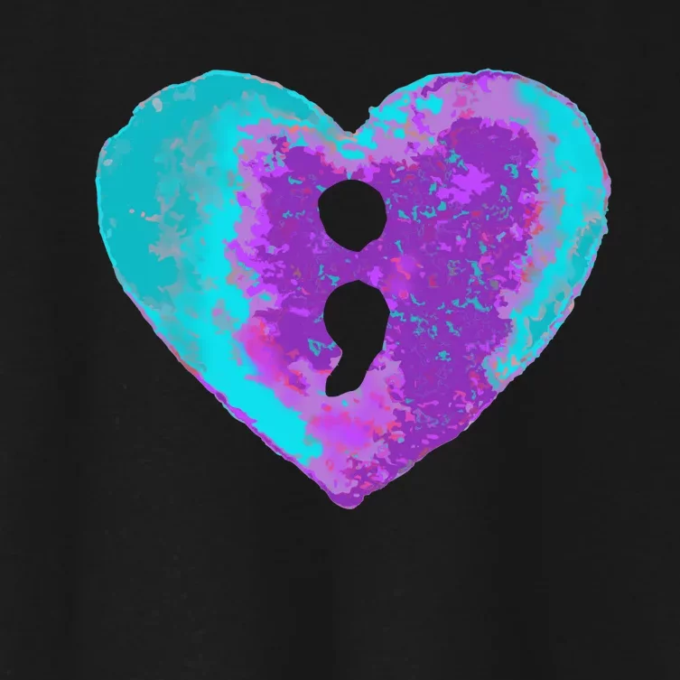 Suicide Prevention Semi Colon Purple Teal Hoodie Women's Crop Top Tee