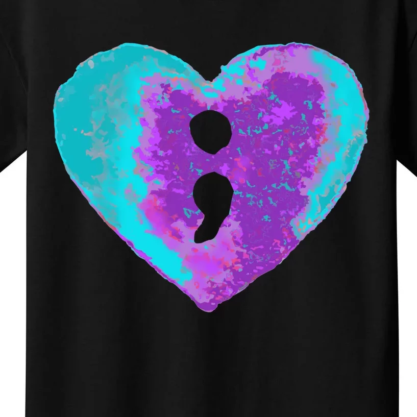 Suicide Prevention Semi Colon Purple Teal Hoodie Kids T-Shirt