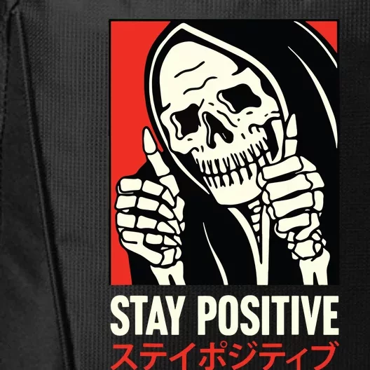 Stay Positive Skeleton Japanese City Backpack