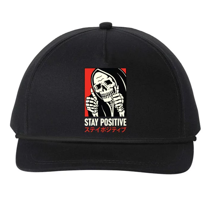 Stay Positive Skeleton Japanese Snapback Five-Panel Rope Hat