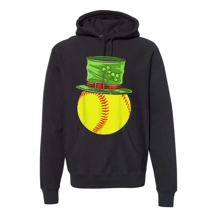 Softball Player Sport St Patrick's Saint Pattys Day Cute Premium Hoodie