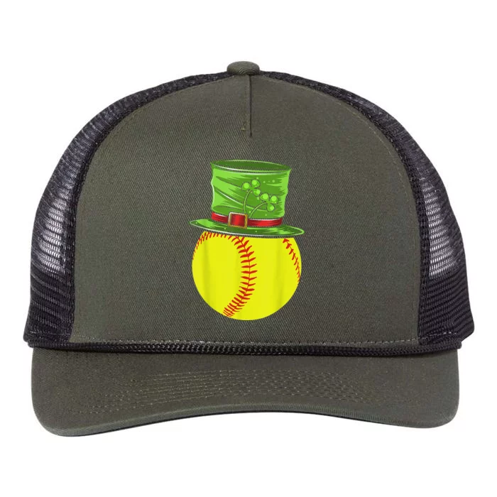 Softball Player Sport St Patrick's Saint Pattys Day Cute Retro Rope Trucker Hat Cap