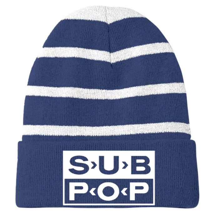 Sub Pop Striped Beanie with Solid Band