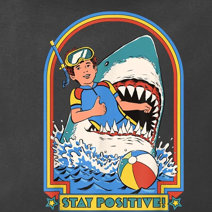 Stay Positive Shark Attack Funny Vintage Retro Comedy Gift Zip Tote Bag